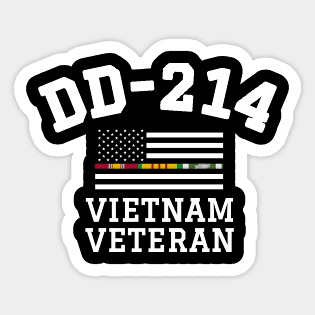 DD-214 Alumni Vietnam Veteran Thin Line Flag Sticker by Revinct_Designs
